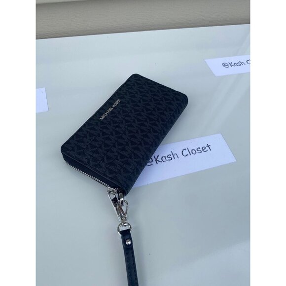 Michael Kors wristlet large phone case wallet jet set travel MK signature black - Picture 3 of 6